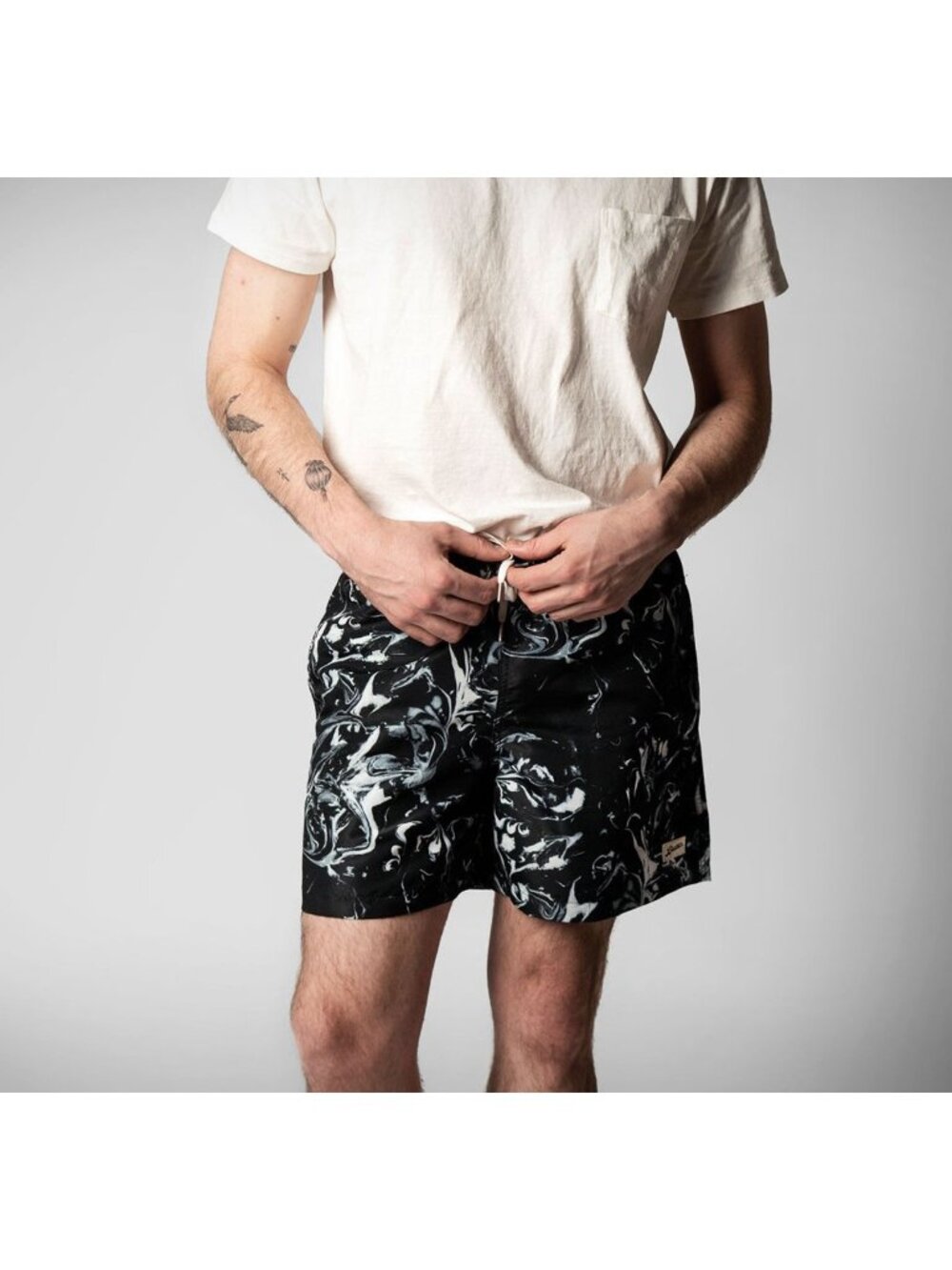 Bather Mens Swim Shorts Medium Black Marble